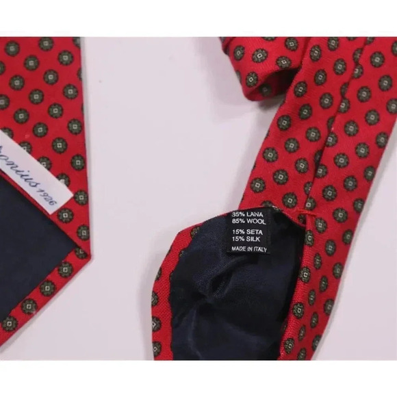 Petronius 1926 Red/Green Floral Knit Wool-Silk Necktie Tie - Picture 6 of 6